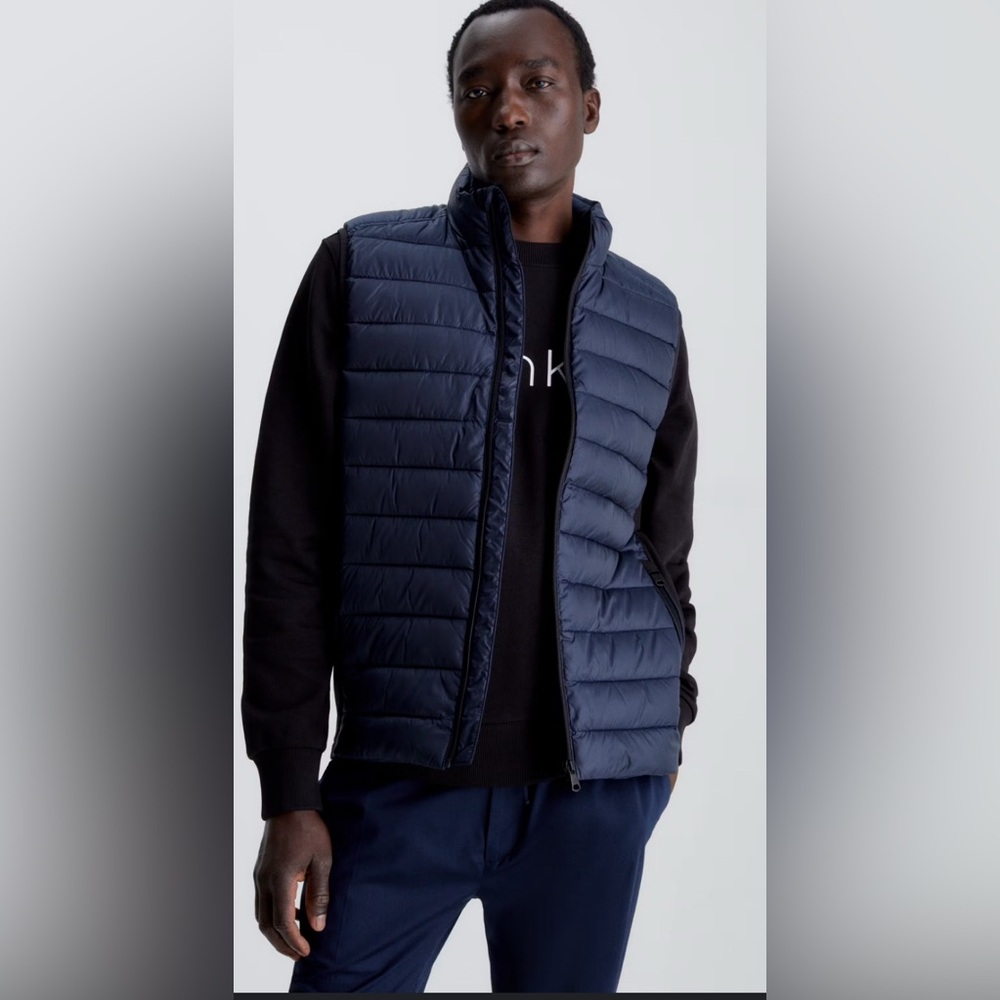 Calvin Klein Men's Dark Blue Quilted Vest
